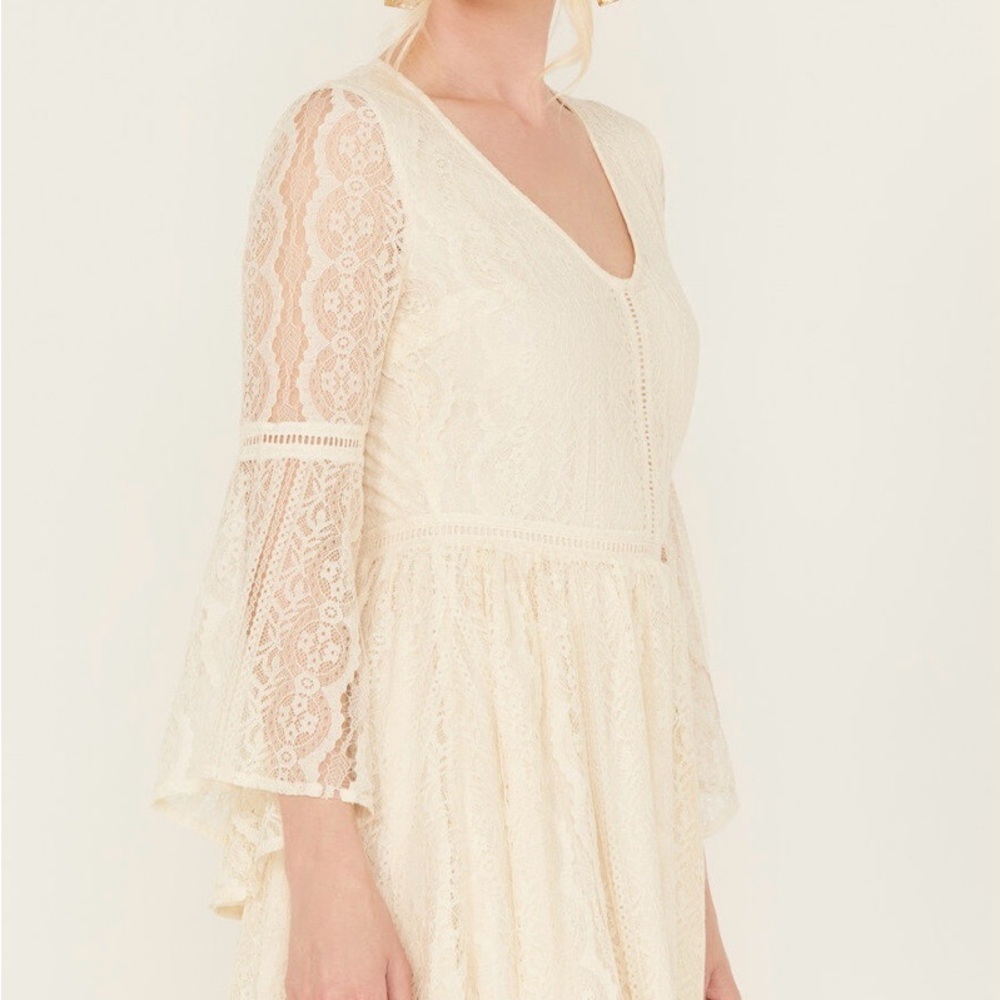 Shyanne Ivory Bell Sleeve Lace Dress Plus XXL Western Boho Baby Doll Lined - Picture 5 of 14